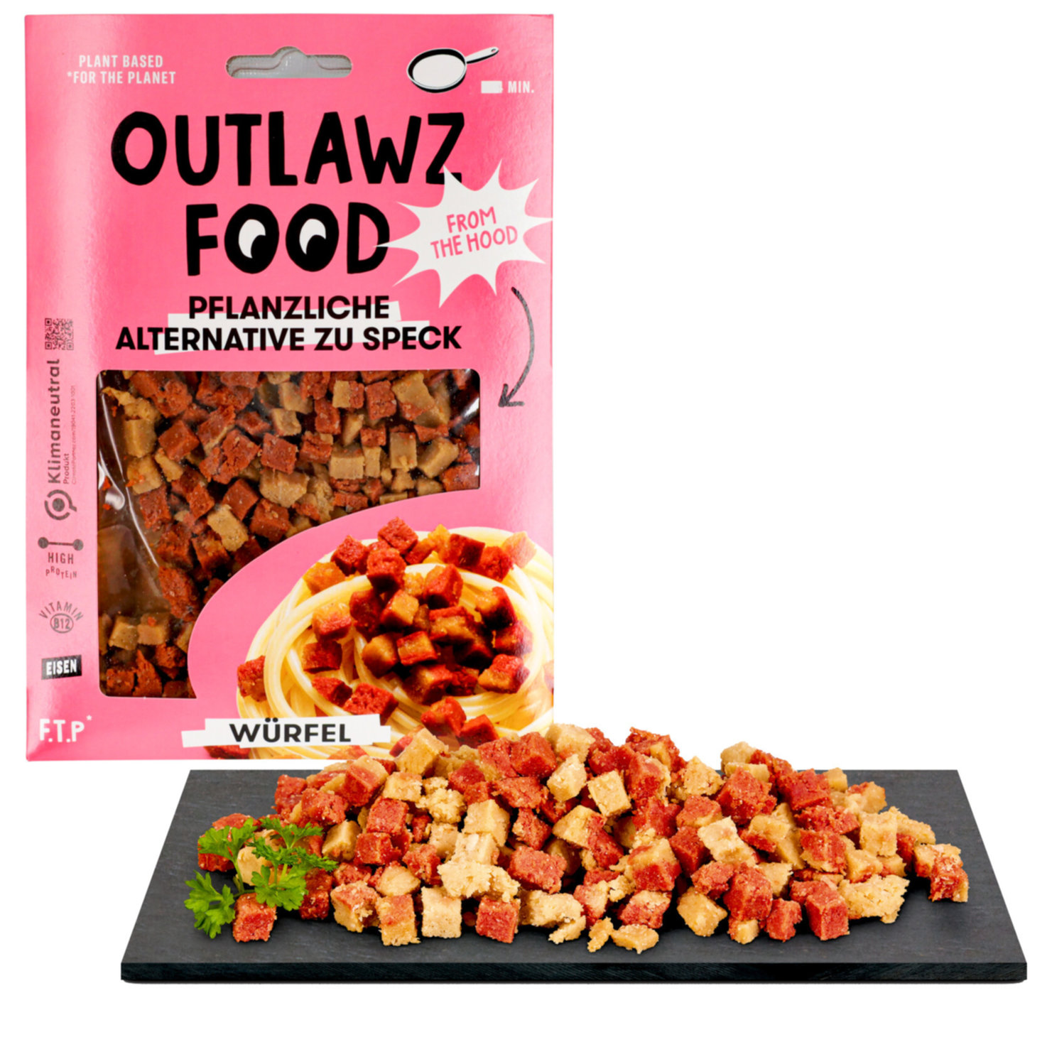 Outlawz Food vegane Alternative zu Speck Würfel -