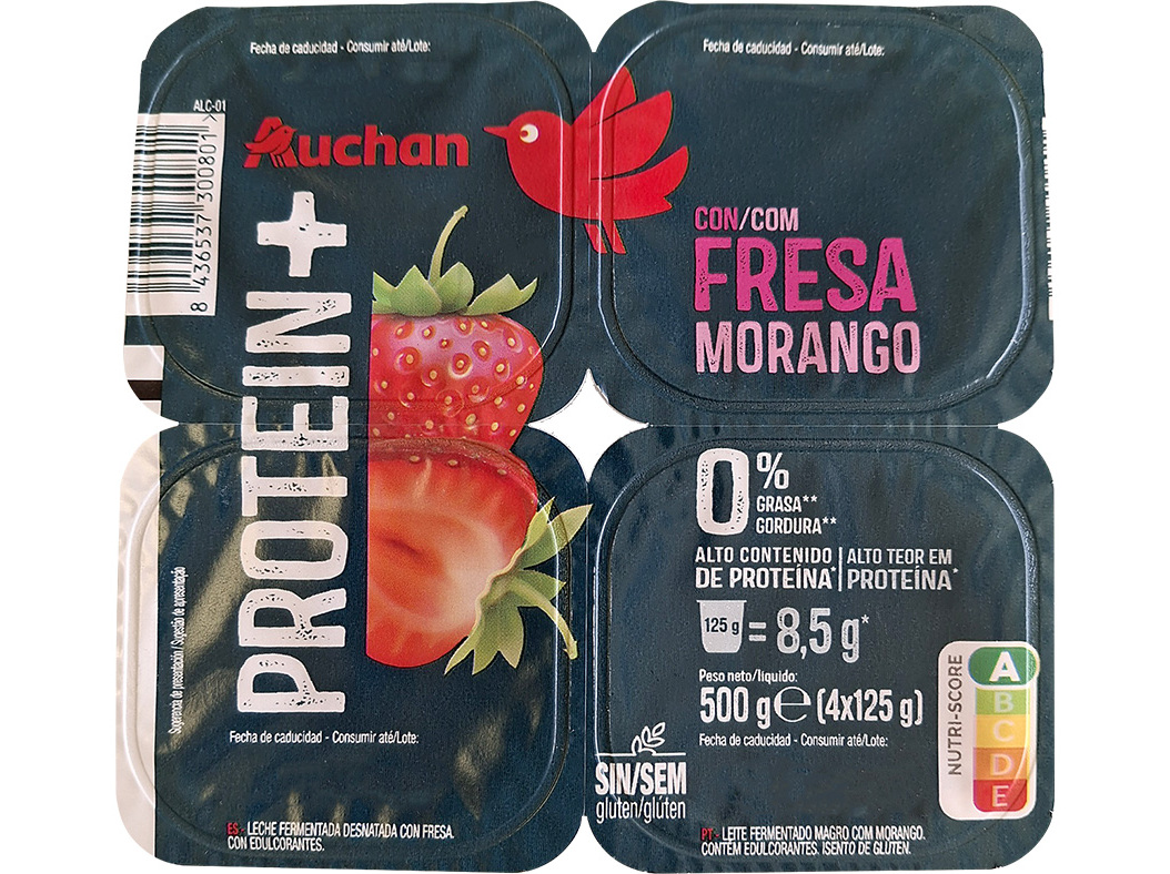 IOGURTE MAGRO PROTEINA AUCHAN MORANGO 4X125G