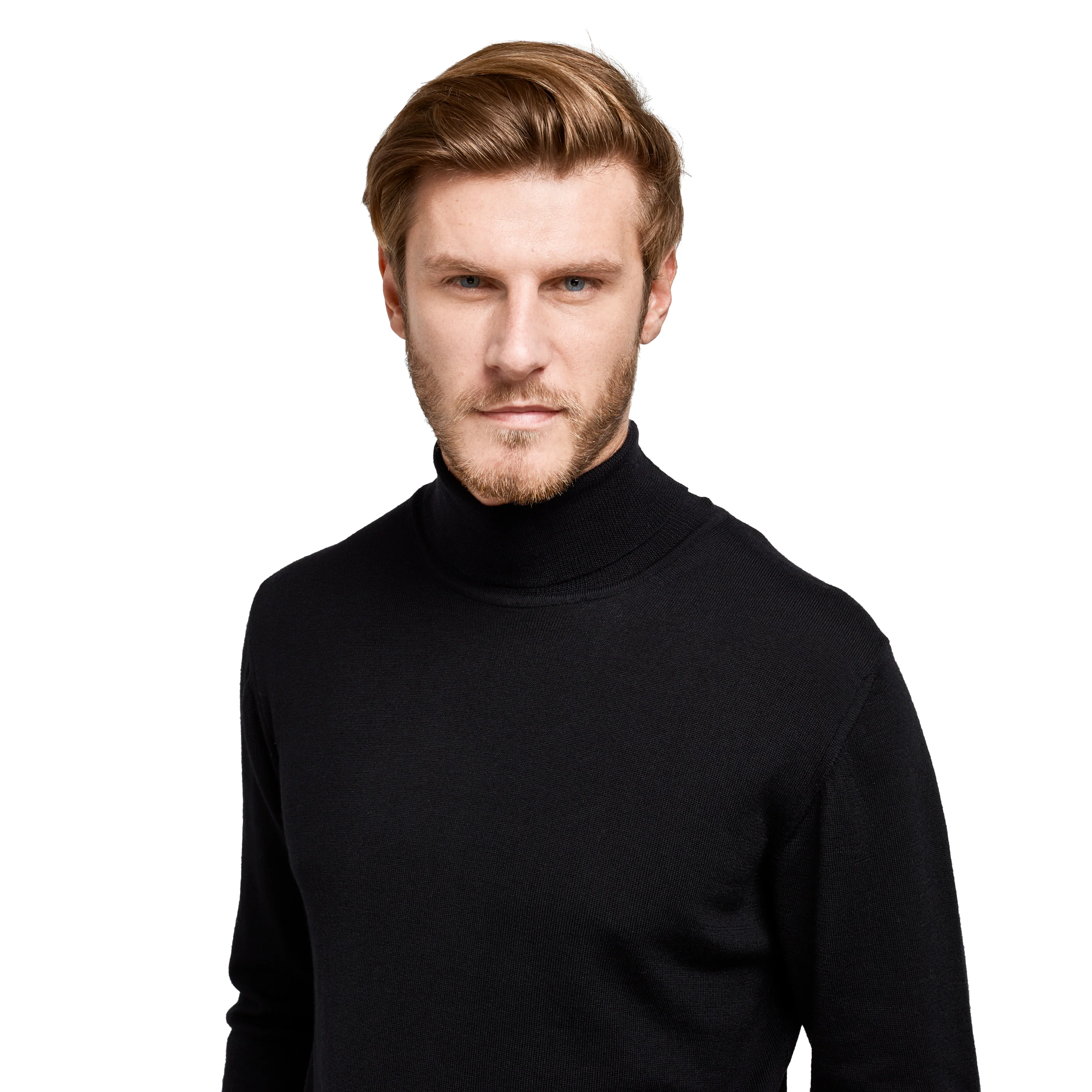 Pull col roulé 100% pure laine Mérinos noir