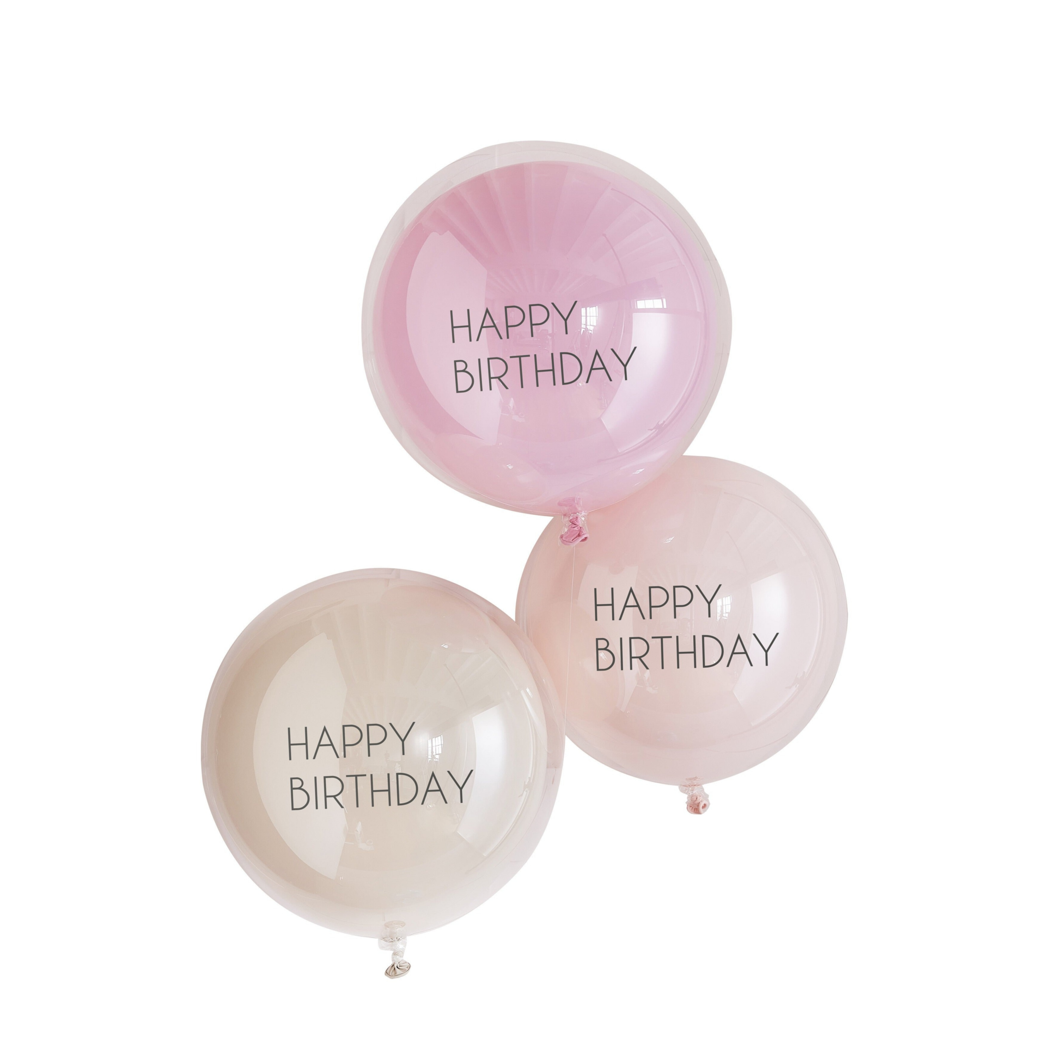 (3er Set) Ø45cm Doppellagige Happy Birthday Latex Ballons Party Deko Geburtstags Luftballons - Pink / Rosa / Beige