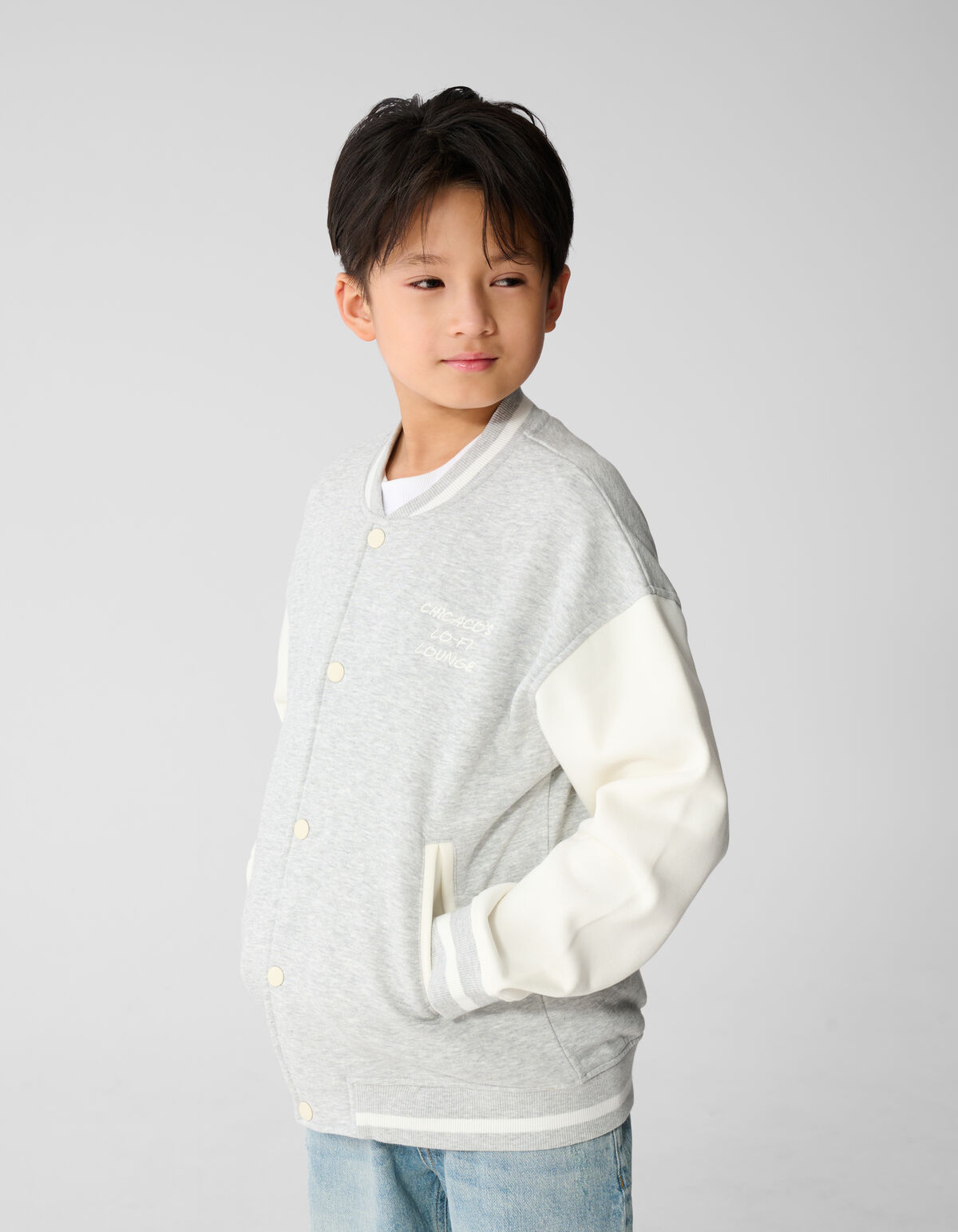 Varsity Bomber Sweat Jack Lichtgrijs