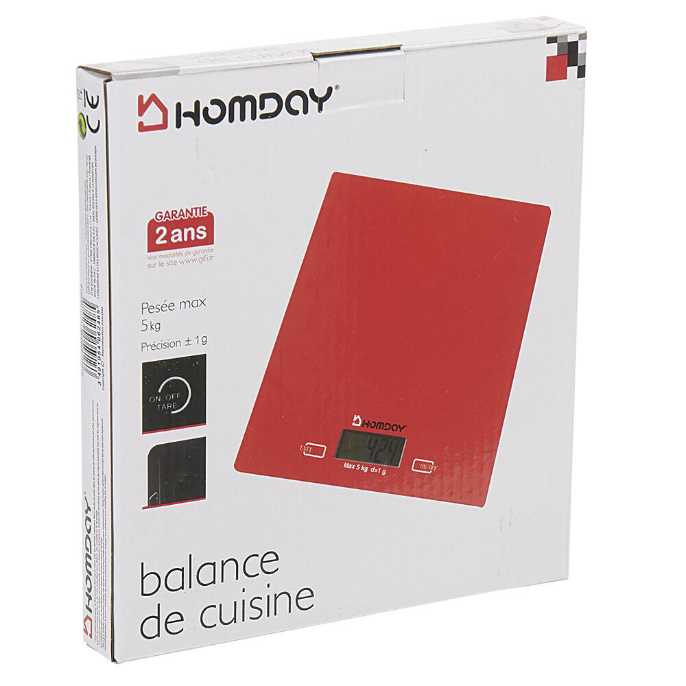 Balance de cuisine électronique et tactile rouge Homday