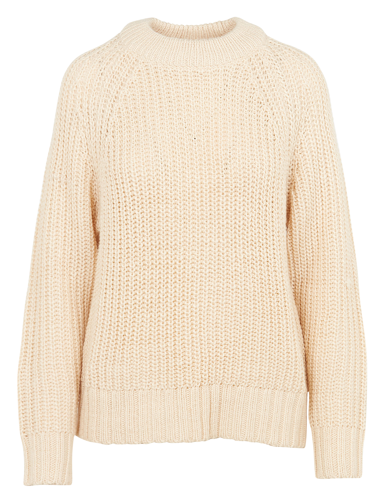 Pull col rond en maille mélangée| Beige