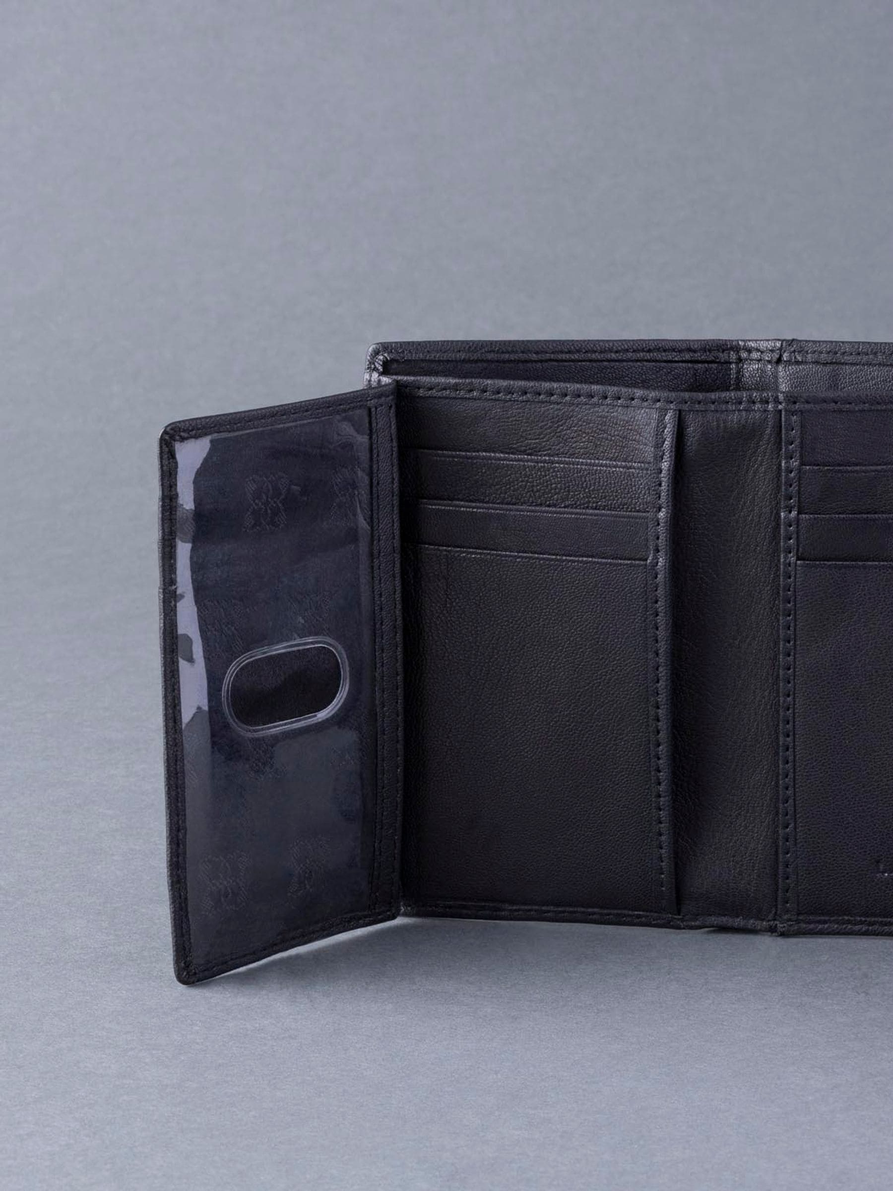 Zwart - Lakeland Leather Bowston portemonnee met opvouwbaar ontwerp