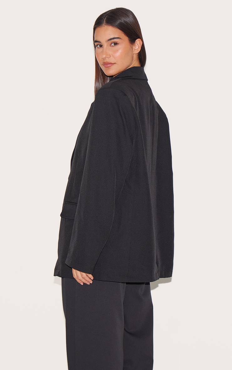 Noir Blazer Oversize Structuré À Détails De Coutures