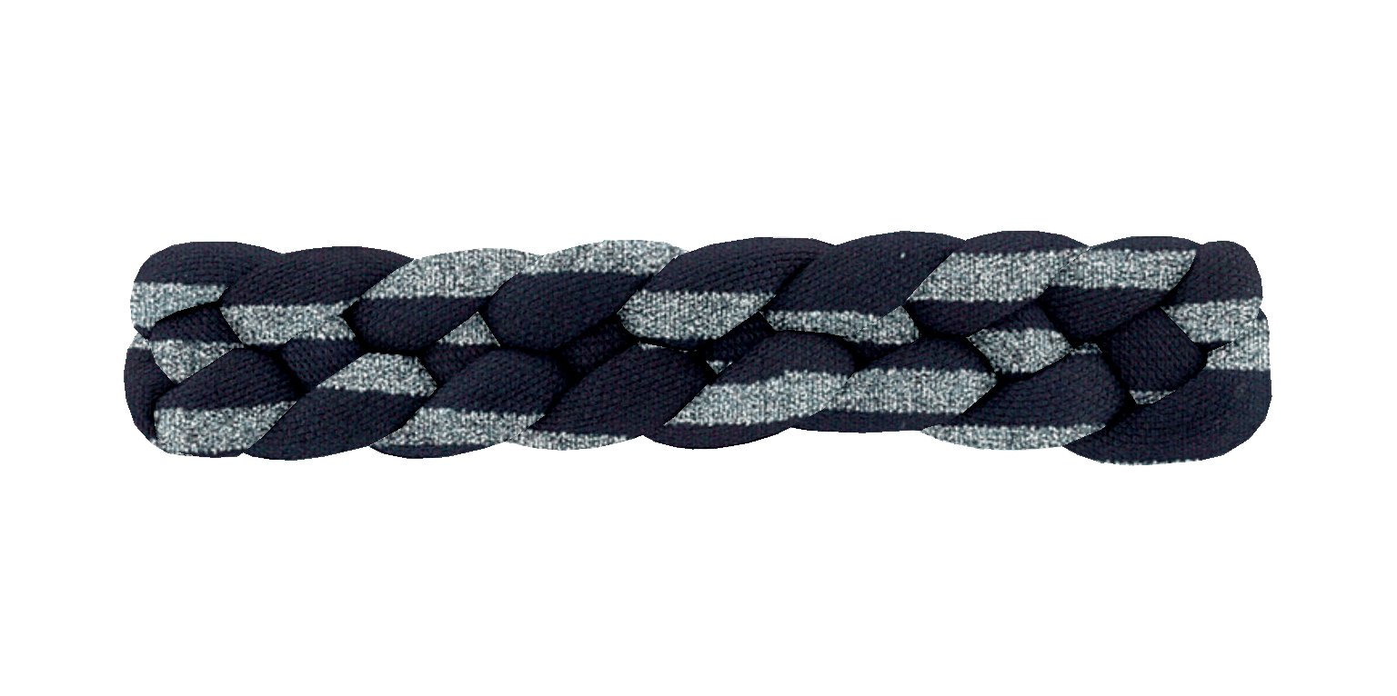 Barrette Cheveux Tressée Rayé Argent Marine