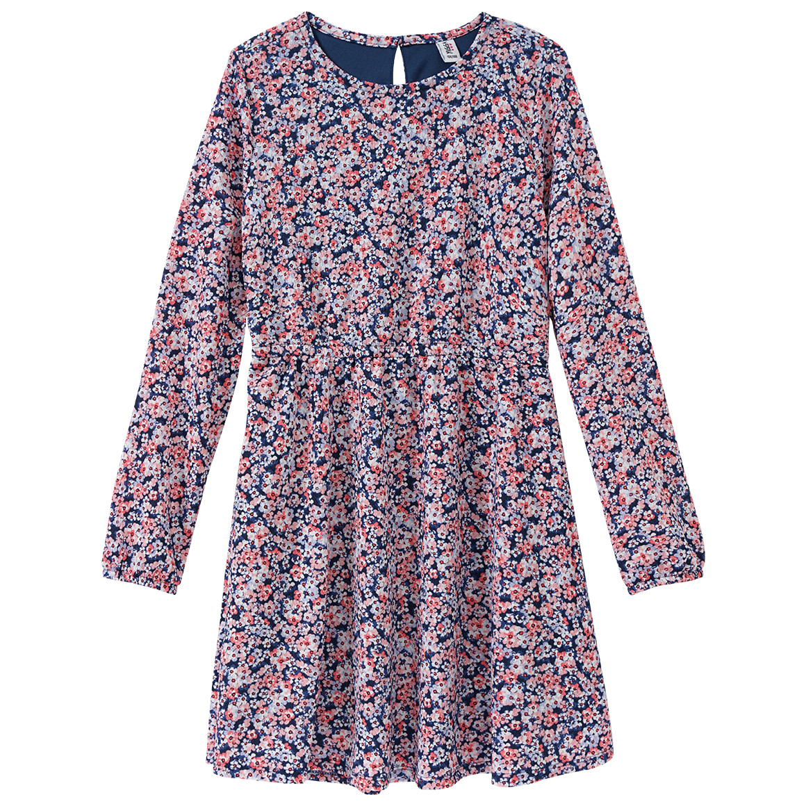 Yigga Mädchen Kleid mit Blumen-Allover rosa / dunkelblau