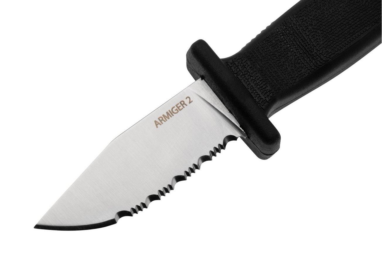 Demko Knives Armiger 2 Serrated Clip Point ARM2-4034SS-CP-SERR Black TPR, nekmes