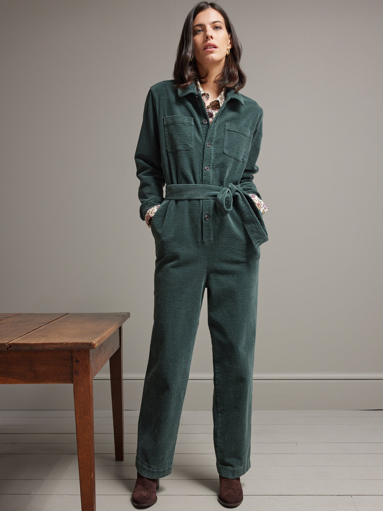 Combinaison-pantalon femme velours gaufré