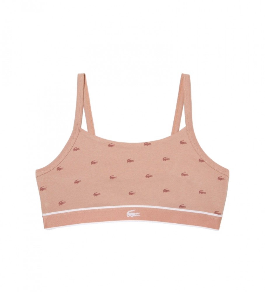 Sutiã esportivo Lacoste com estampa rosa