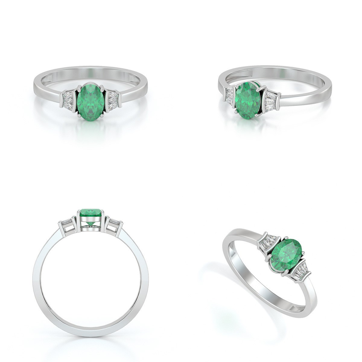 Bague ADEN Emeraude et diamants sur Argent 925 1.99grs