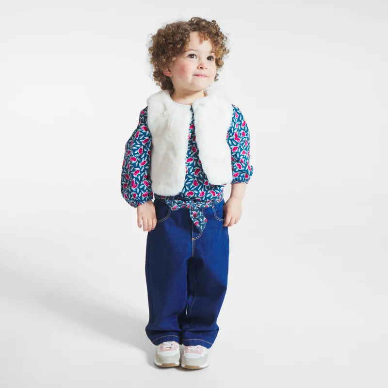 Gilet soft boa print floral blanc bébé fille Blanc