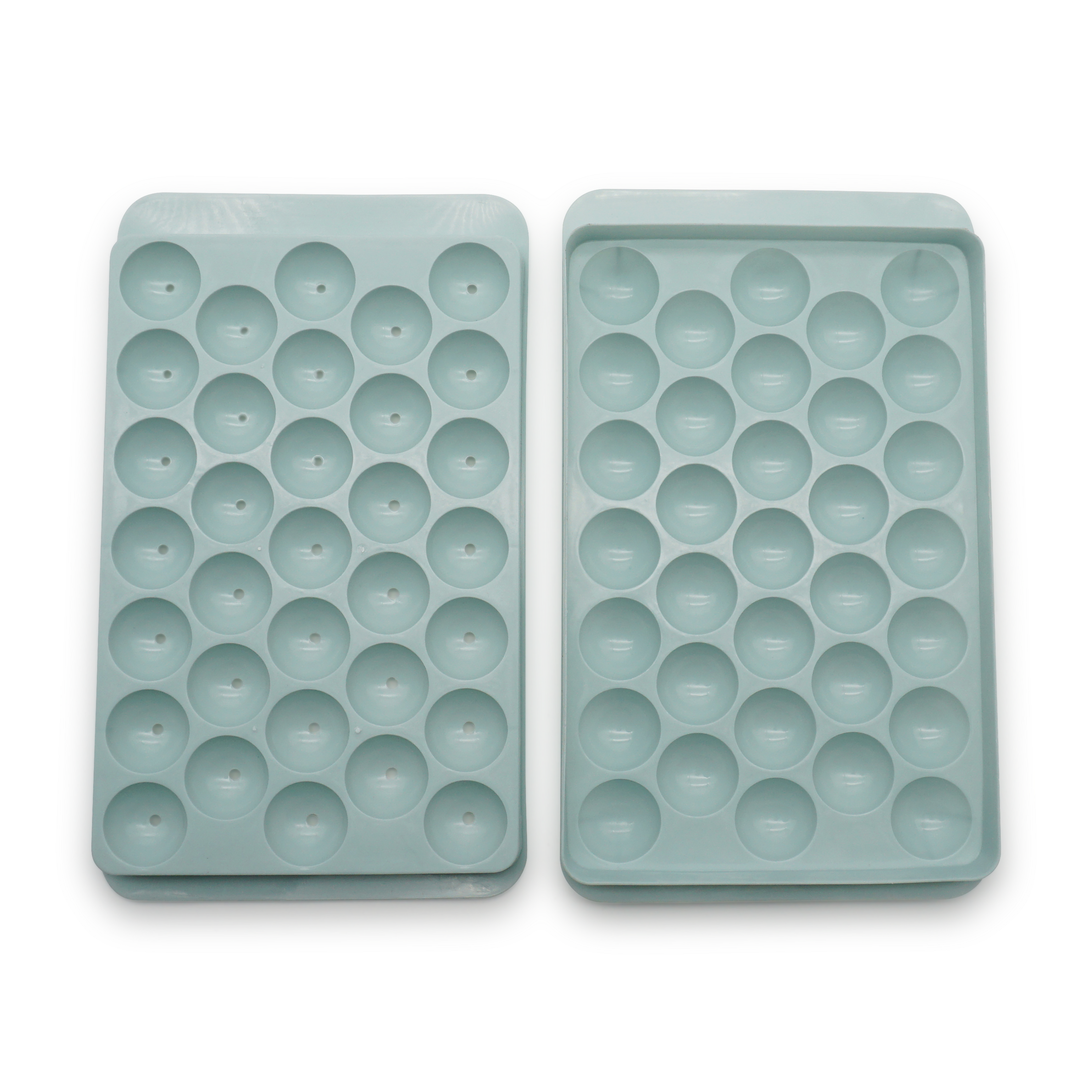 (2er Set) 33-fach 3D Kunststoff Eiswürfel Form DIY Ice Cube Tray mit Deckel für Cocktails / Whisky / Softgetränke - Kugel / Mint