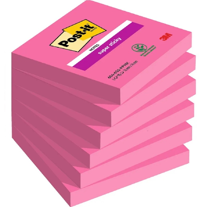 Post-it Haftnotizen Super Sticky, 76 x 76 mm, 6 x 90 Blatt