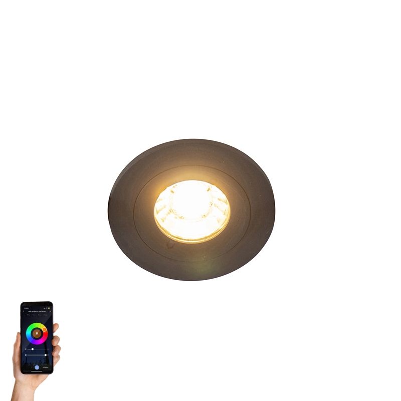 Moderne smart inbouwspot zwart rond incl. WiFi GU10 IP54 - Xena