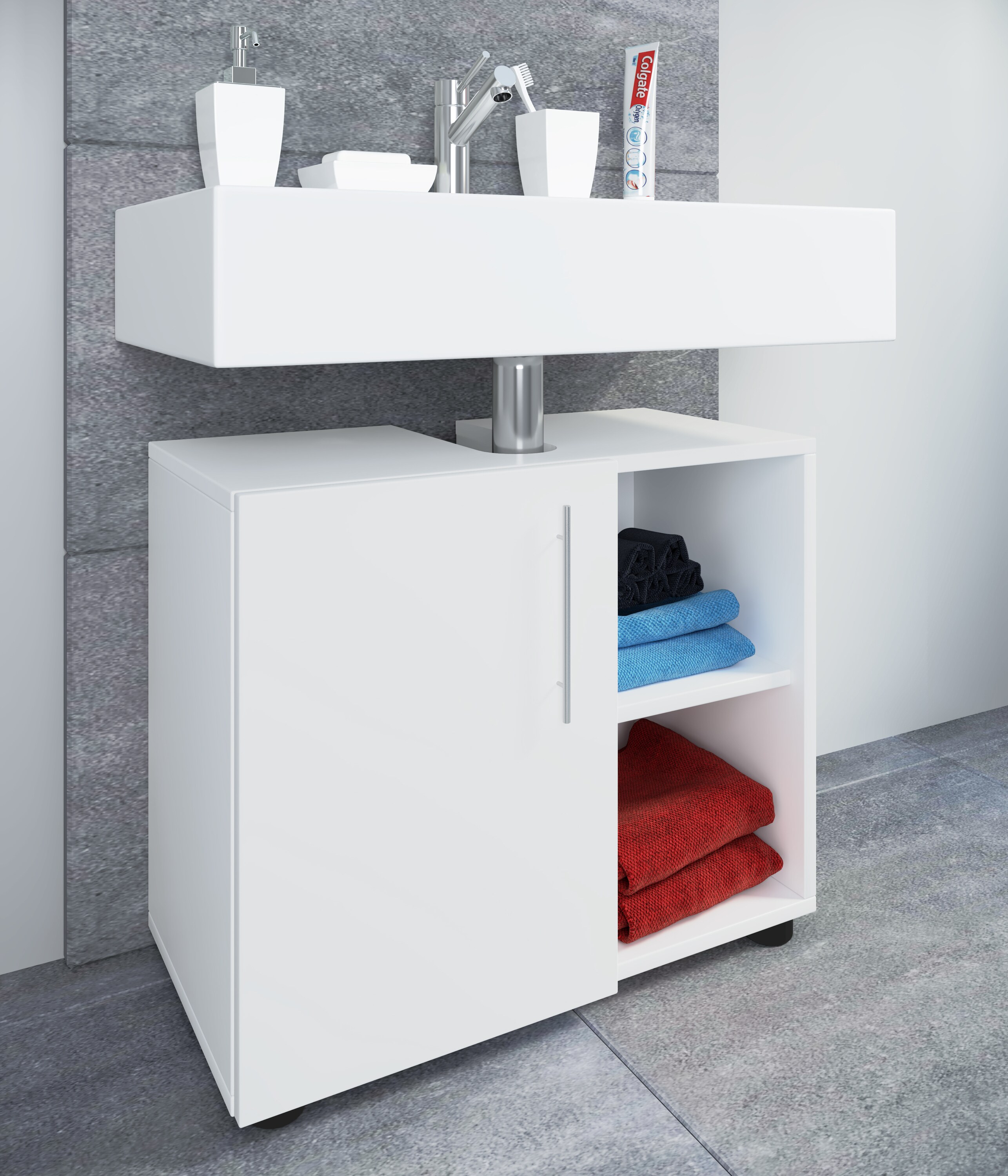 VCM Badmöbel Badunterschrank Waschbeckenunterschrank Badezimmer Flandu lll Drehtür