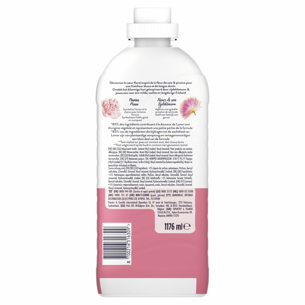 8x Lenor Wasverzachter Zijdebloesem & Pioenroos 56 Wasbeurten1176 ml