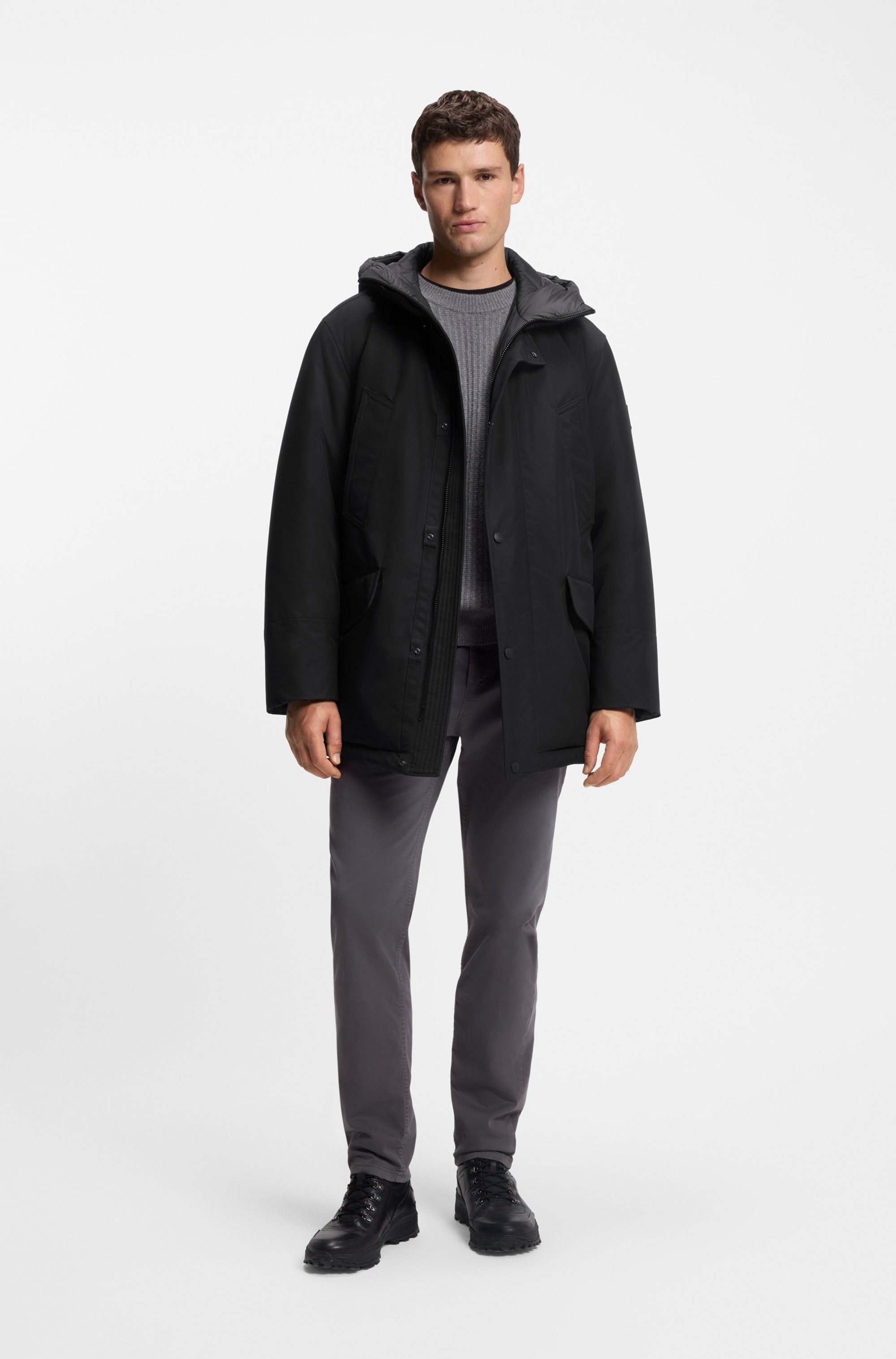 BOSS ORANGE Parka »Osiass« mit Kapuze relaxed fit, mit wattierter Kapuze, verdeckter Reissverschluss