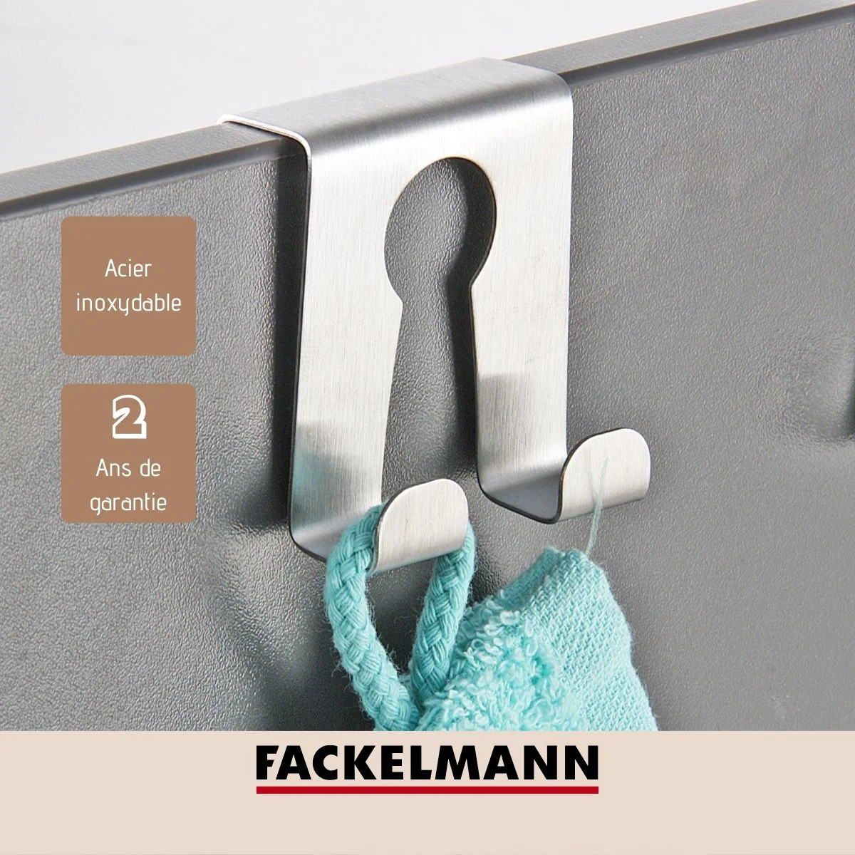 Crochet de porte en acier inoxydable Tecno Fackelmann