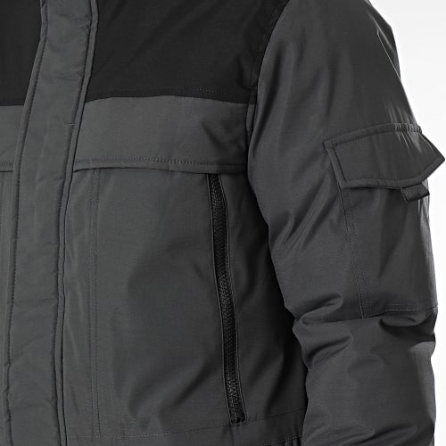 Parka Capuche Fourrure Gris Anthracite