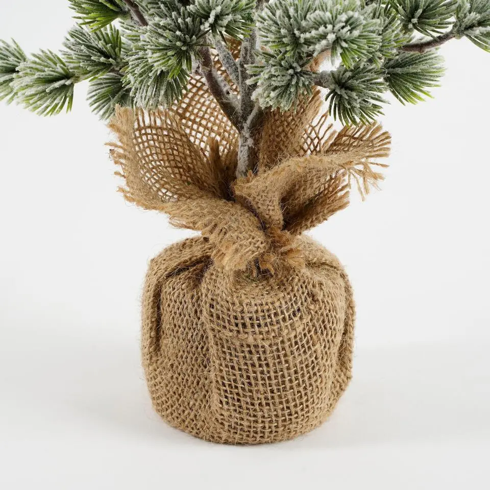 House of Seasons Kunstkerstboom in Jute - H45 x Ø23 cm - Groen Frosted