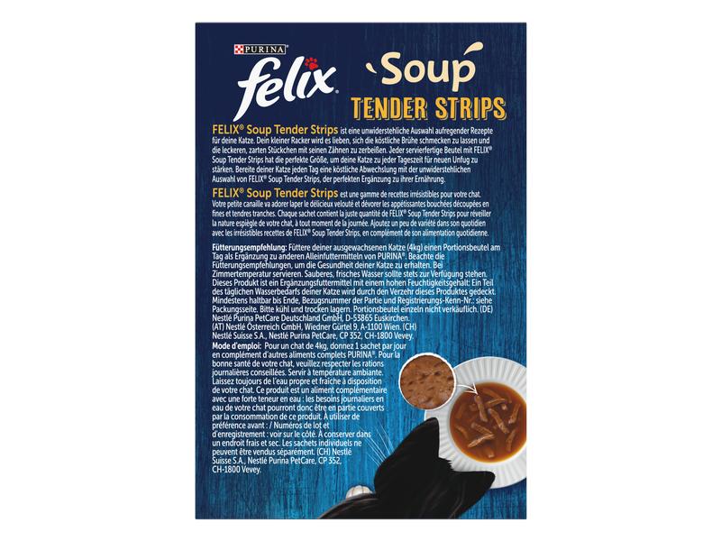Felix Nassfutter Soup Original Fleisch, 6 x 48g Ergänzungsfuttermittel für ausgewachsene Katzen