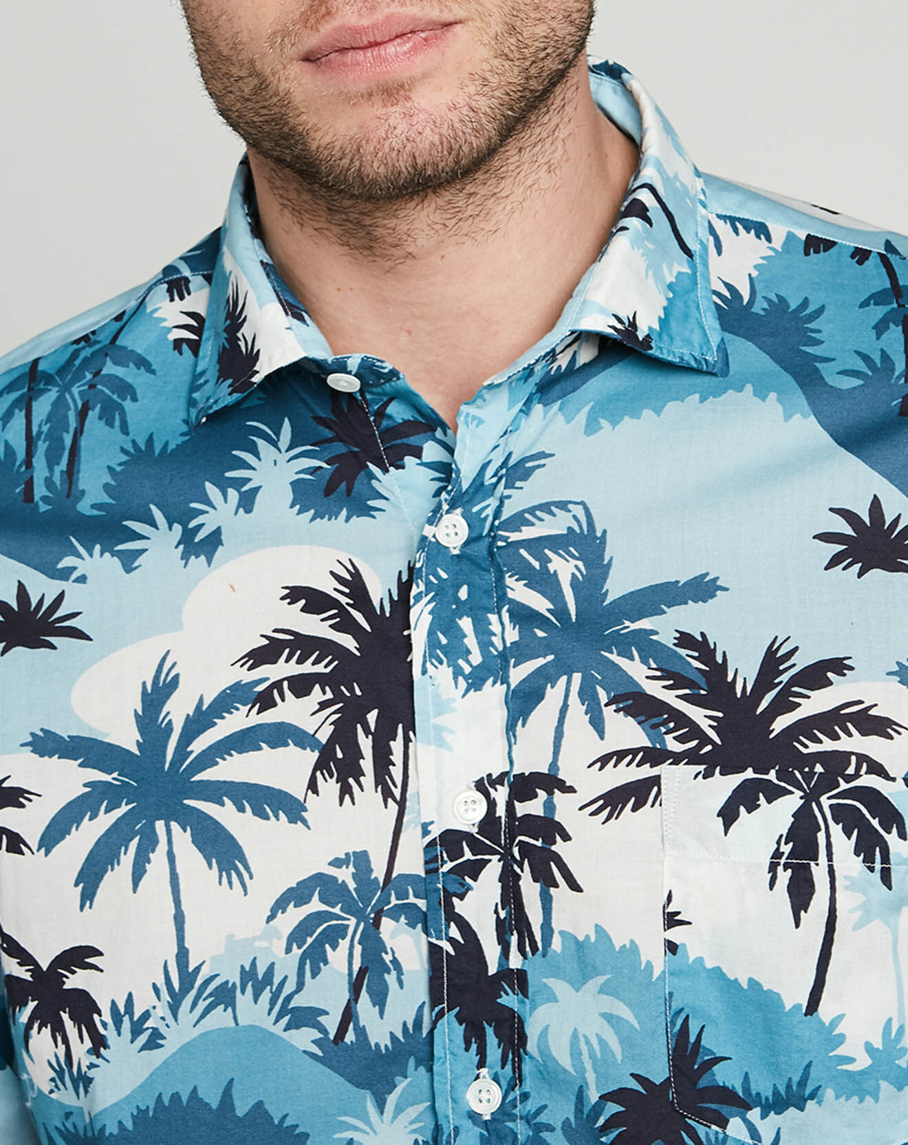 Hartford Chemise regular Paul palmiers bleu marine/bleu