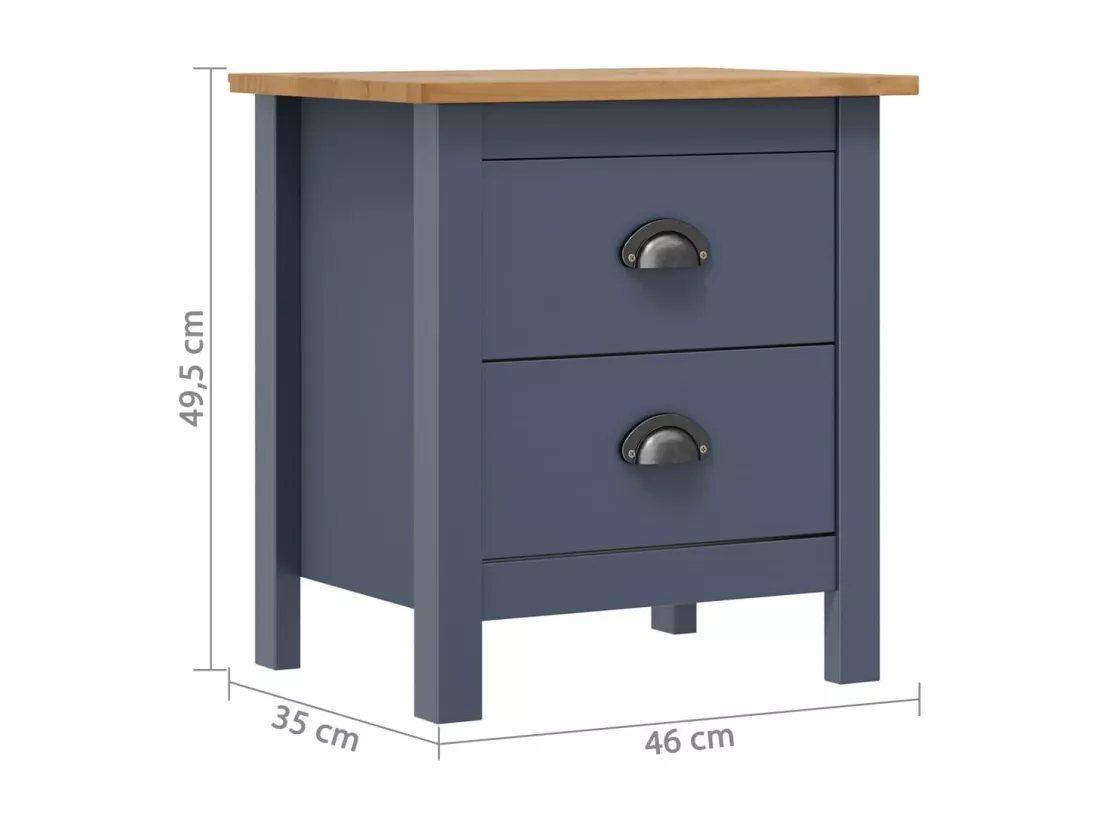 Tables de chevet Hill 2 pcs Gris 46x35x49,5 cm Bois de pin