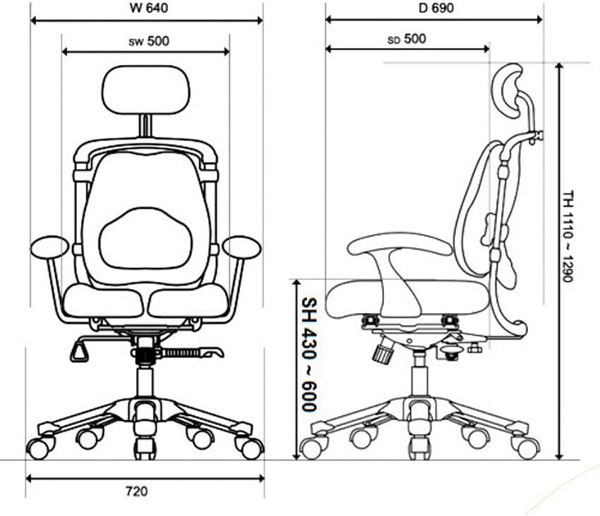 Bandscheiben Bürostuhl - ZEN-LS - Unterstützung der Lendenwirbelsäule mit Lordosenstütze - Sitzen bis zu 12H - INNOVATIVE orthopädische Bürostühle - Office Chair - 1,50m - 1,95m - Schwarz