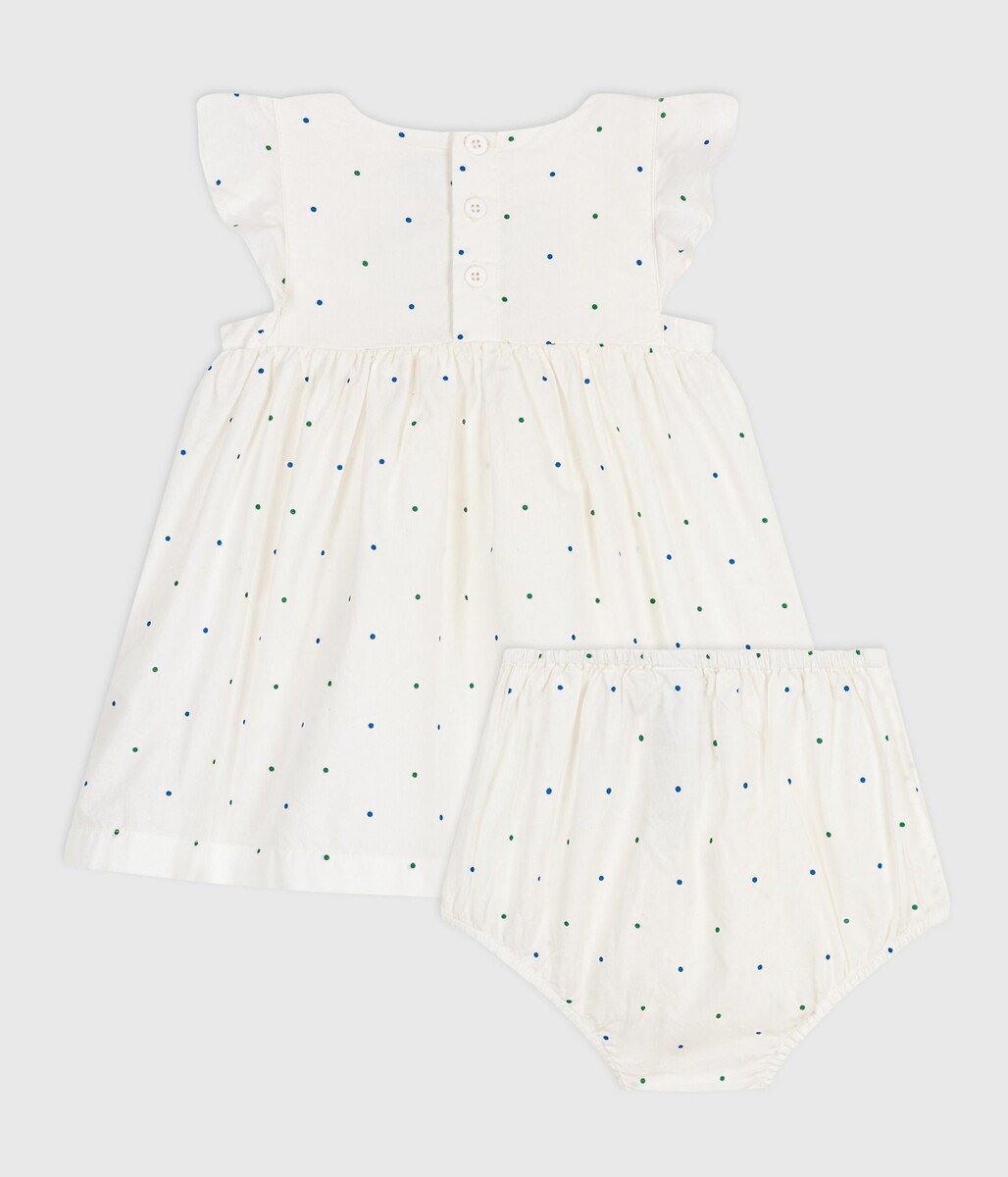 PETIT BATEAU<br>Vestido e calcinha com estampa de bolinhas em popeline