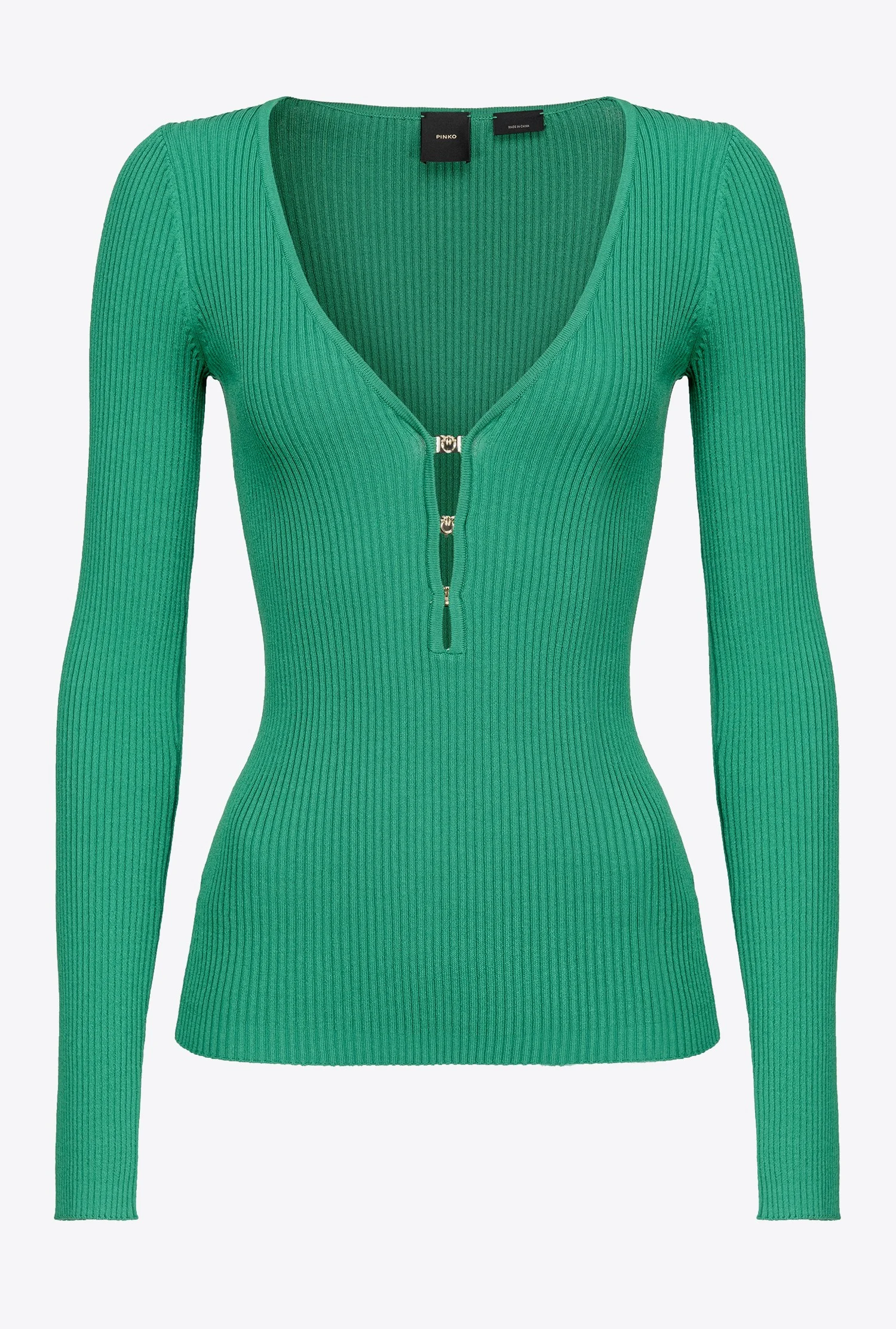 Pull côtelé à manches longues | Vert