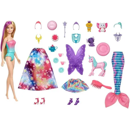 Barbie Dreamtopia Adventskalender 2020 mit Puppe (blond) und Puppen-Zubehör