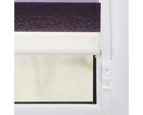 Lichtblick dubbel rolgordijn, zonder boren, violet-paars-wit, 45x150 cm, inclusief klembeugels