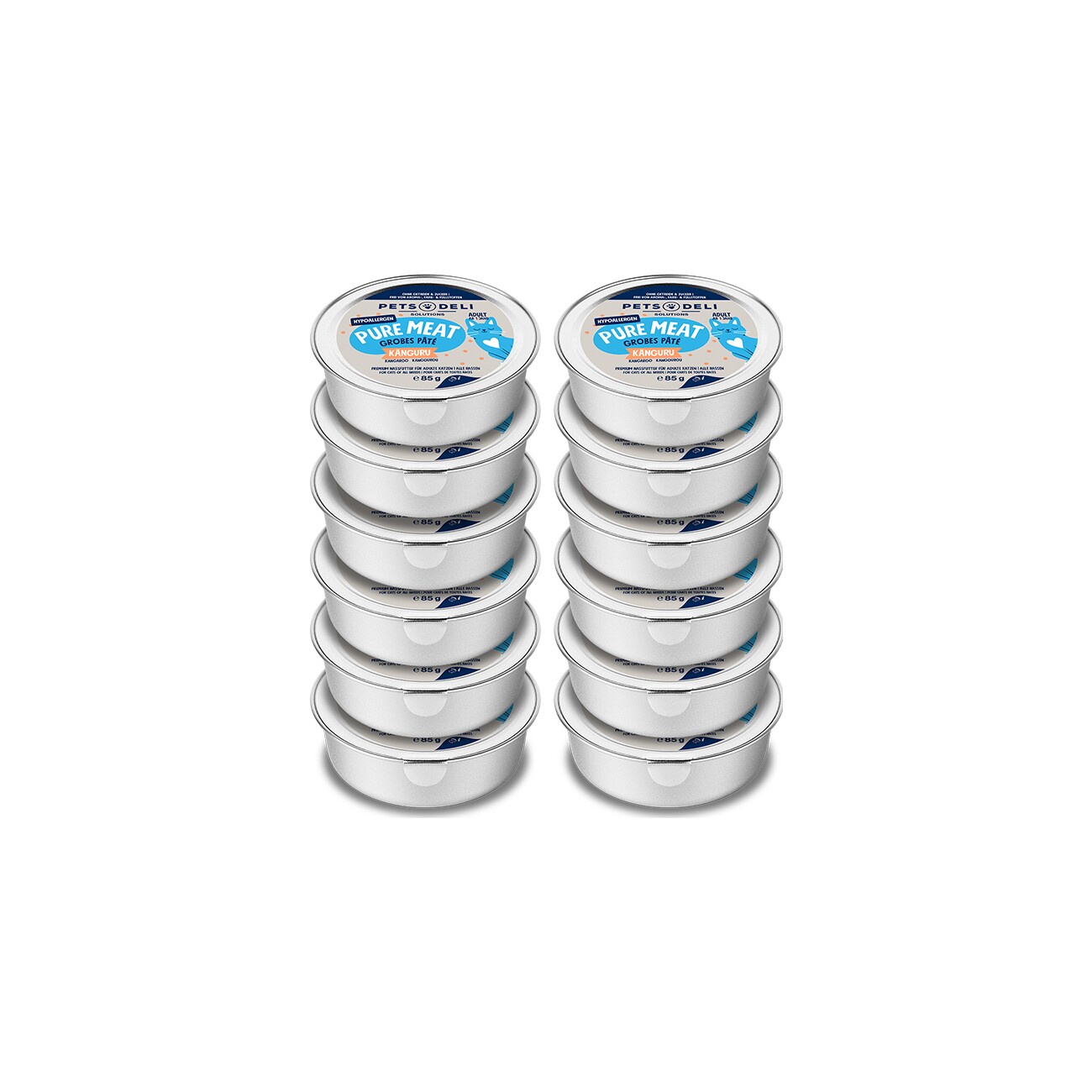 Pets Deli Pure Meat Nassfutter Katze Adult, Hypocare, Känguru 12x85 g