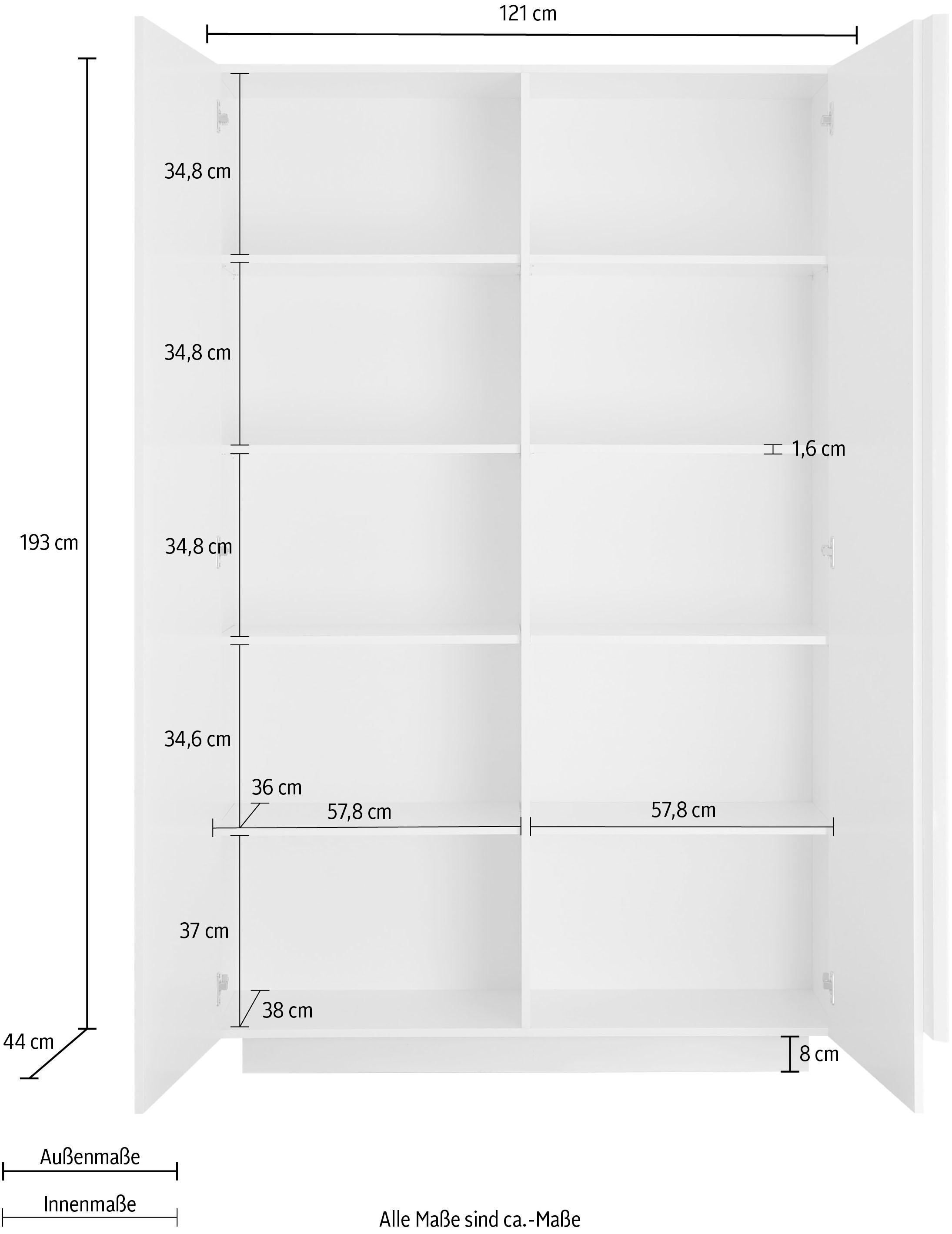 INOSIGN Mehrzweckschrank »Jupiter, Höhe 193 cm, Stauraumschrank 2 Türen - Soft Closing,« Highboard, moderne Griffblende, FSC®, cleveres Stauraumkonzept