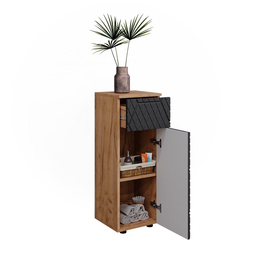 Vicco Midischrank Irma Eiche Anthrazit 30 x 81 cm 1 Schublade 2 Fächer Badezimmer