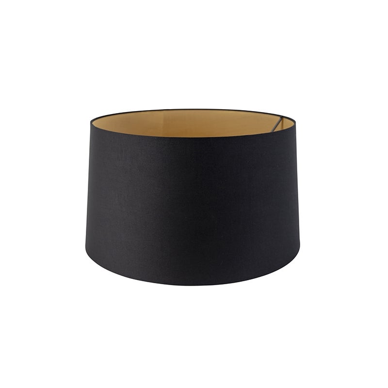Zwarte katoenen lampenkap 45/50/28 met gouden binnenkant