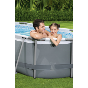 Bestway zwembad Power Steel ovaal 305 x 200 x 84 cm grijs met pomp