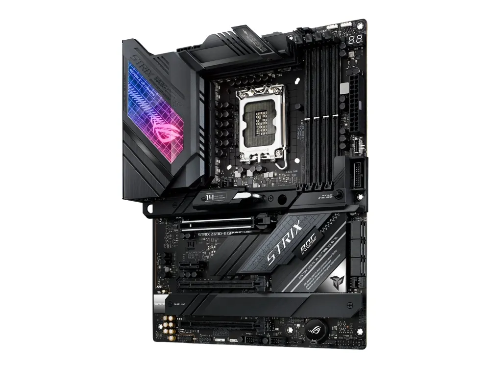 ASUS ROG STRIX Z690-E GAMING WIFI - Bundkort - ATX - LGA1700 sokkel - Z690 Chipset - USB-C Gen 2x2, USB-C Gen2, USB 3.2 Gen 1, USB 3.2 Gen 2 - 2.5 Gigabit LAN, Wi-Fi, Bluetooth - onboard grafik (CPU påkrævet) - HD Audio (8-kanaler)