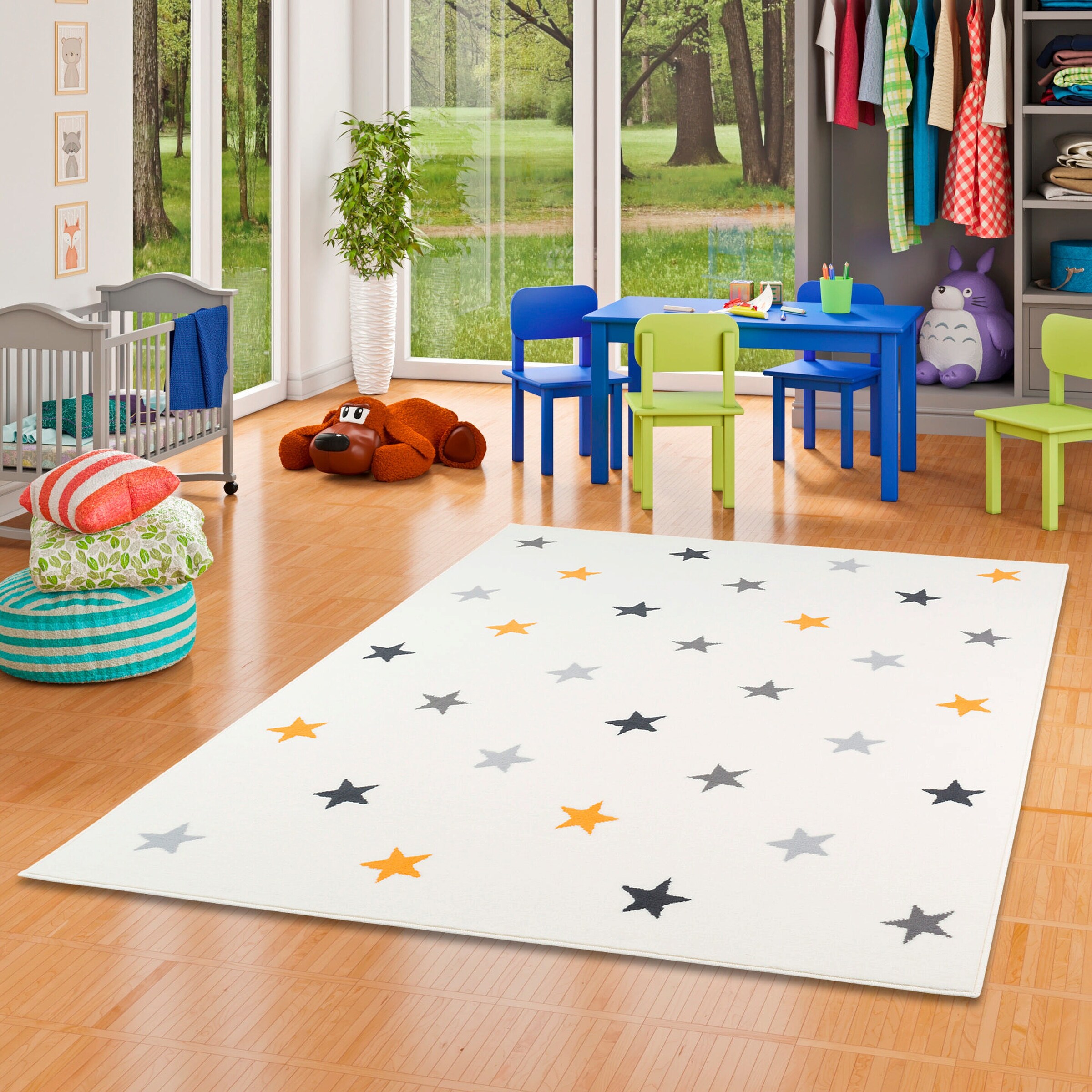 Pergamon Kinder und Jugend Teppich Trendline Sterne Mix Creme - 80x150 cm
