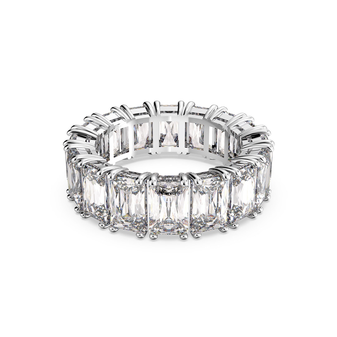 Swarovski Matrix Vittore Wide Ring, weiss, rhodiniert