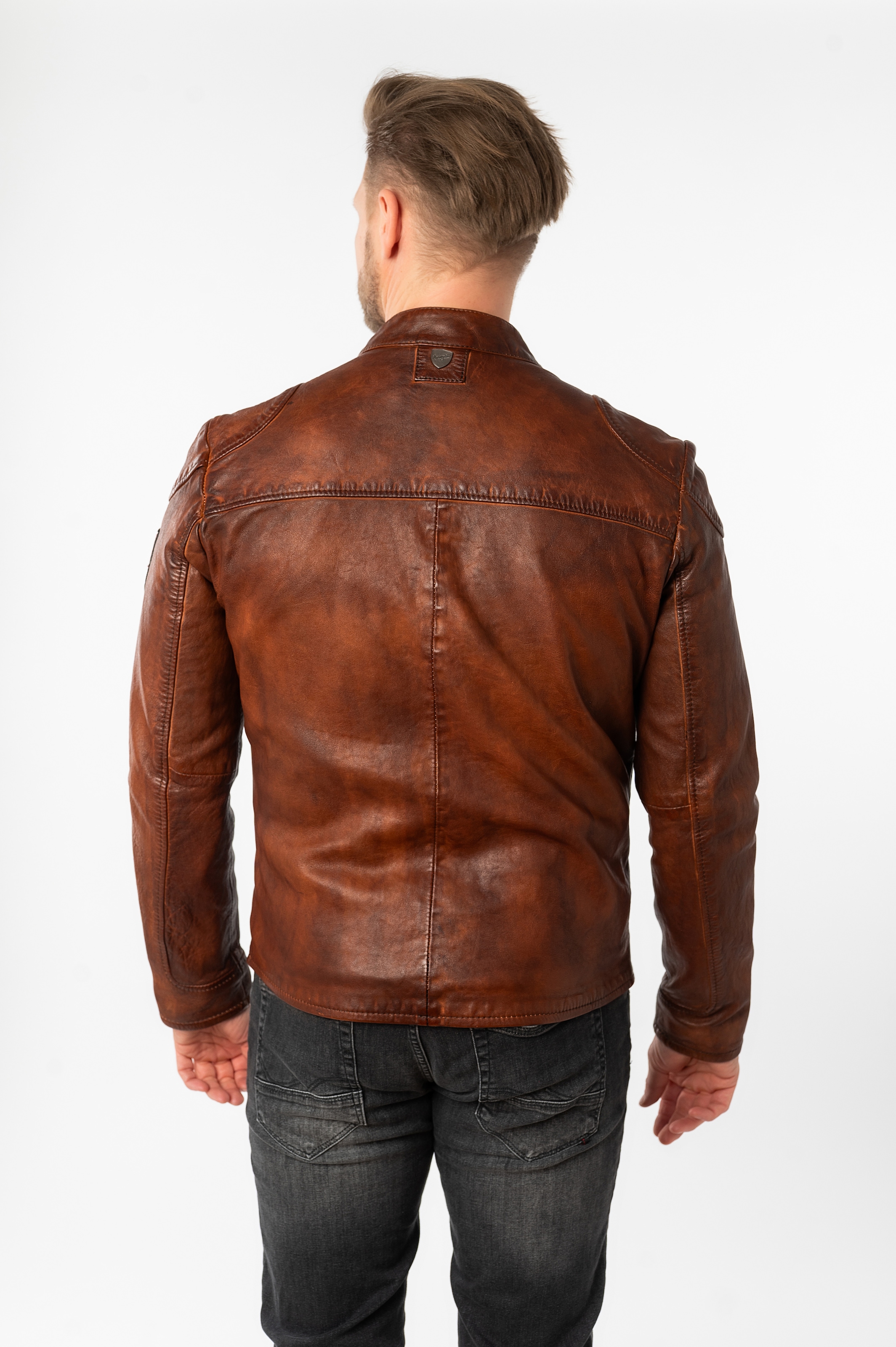 Mauritius Lederjacke »MMKendrik« mit Patches, Stehkragen