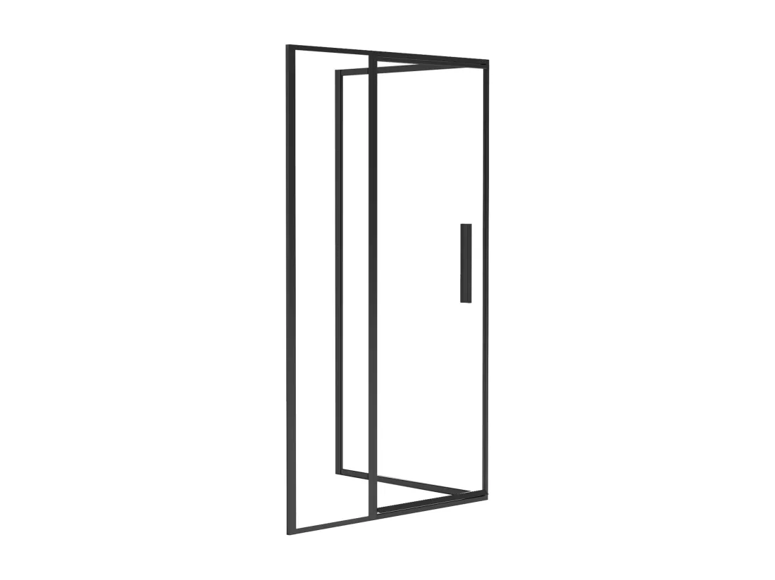 Paroi de douche avec porte pivotante noir mat style industriel - 120 x 80 x 195 cm - TORONI