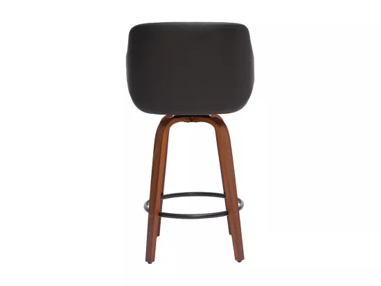 Tabouret de bar design pivotant 360° noir et bois foncé H65 cm LUCIEN