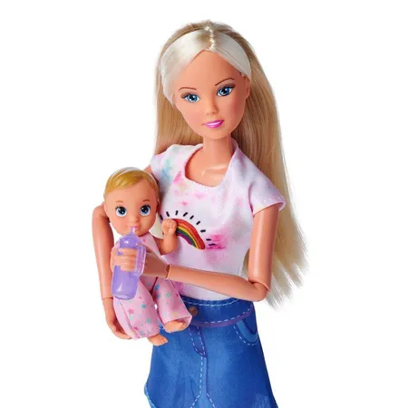 Simba Steffi Love Steffi mit Baby, Tragetasche und Trinkflasche, 29cm