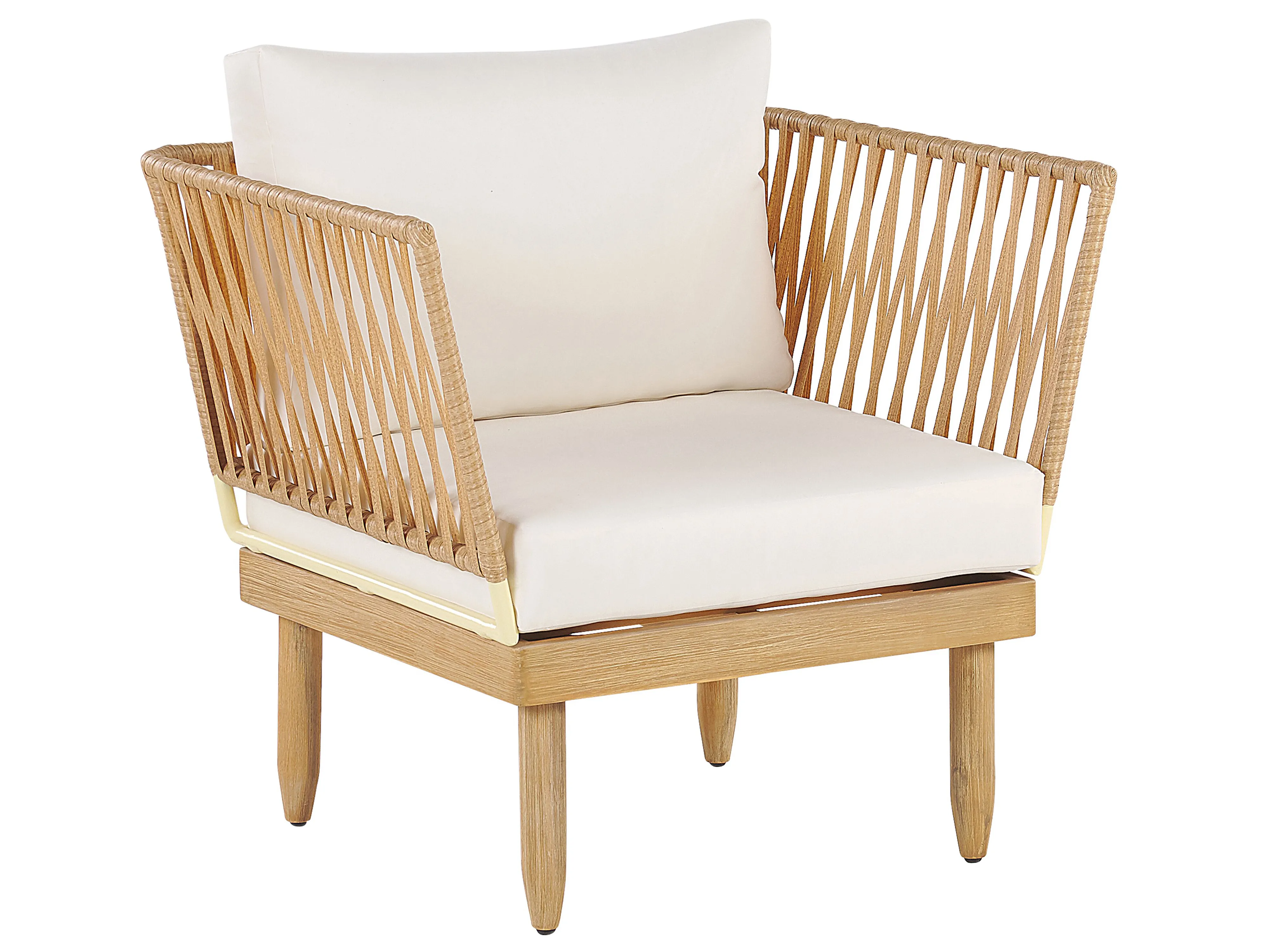 Loungeset met tafel 4-zits CREMONA linkszijdig Acaciahout Gebroken wit