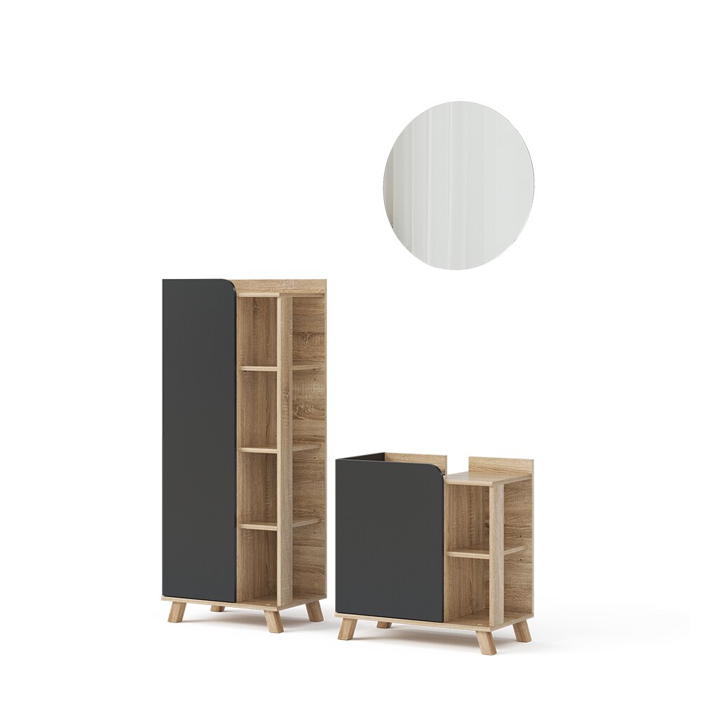Vicco Badmöbel-Set Karen Sonoma Anthrazit 3 Teile