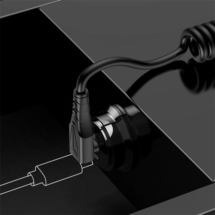 (bis 1.5m) 60W USB C auf USB C 90 Grad Winkel Spiral Ladekabel Flexibles Datenkabel - Schwarz