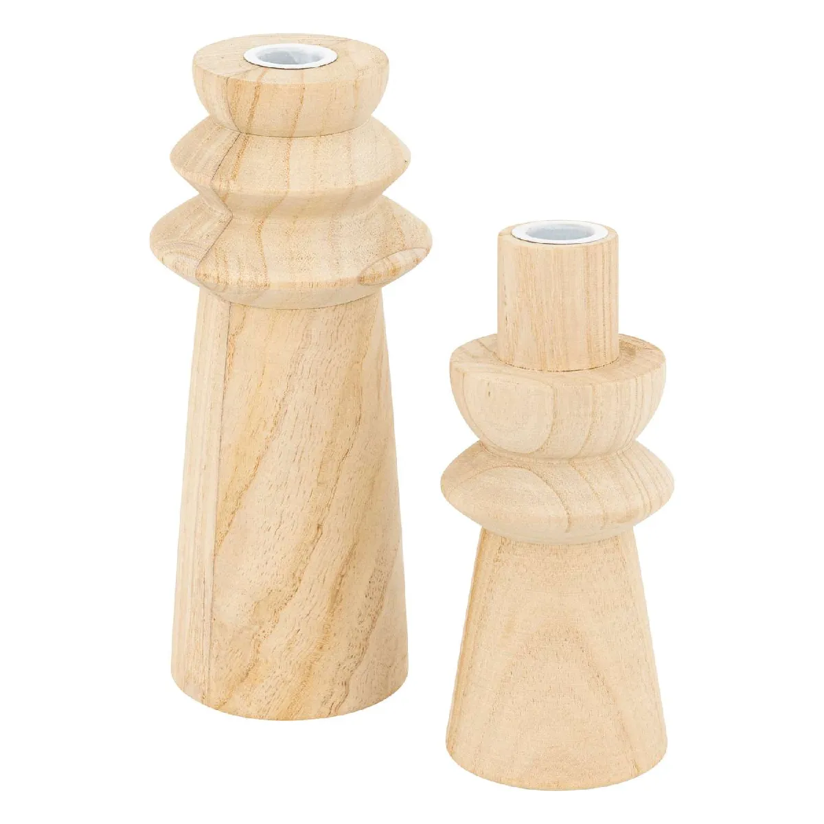 Atmosphera, Createur D'Interieur Duo de Bougeoirs Atmosphera - Bois Beige