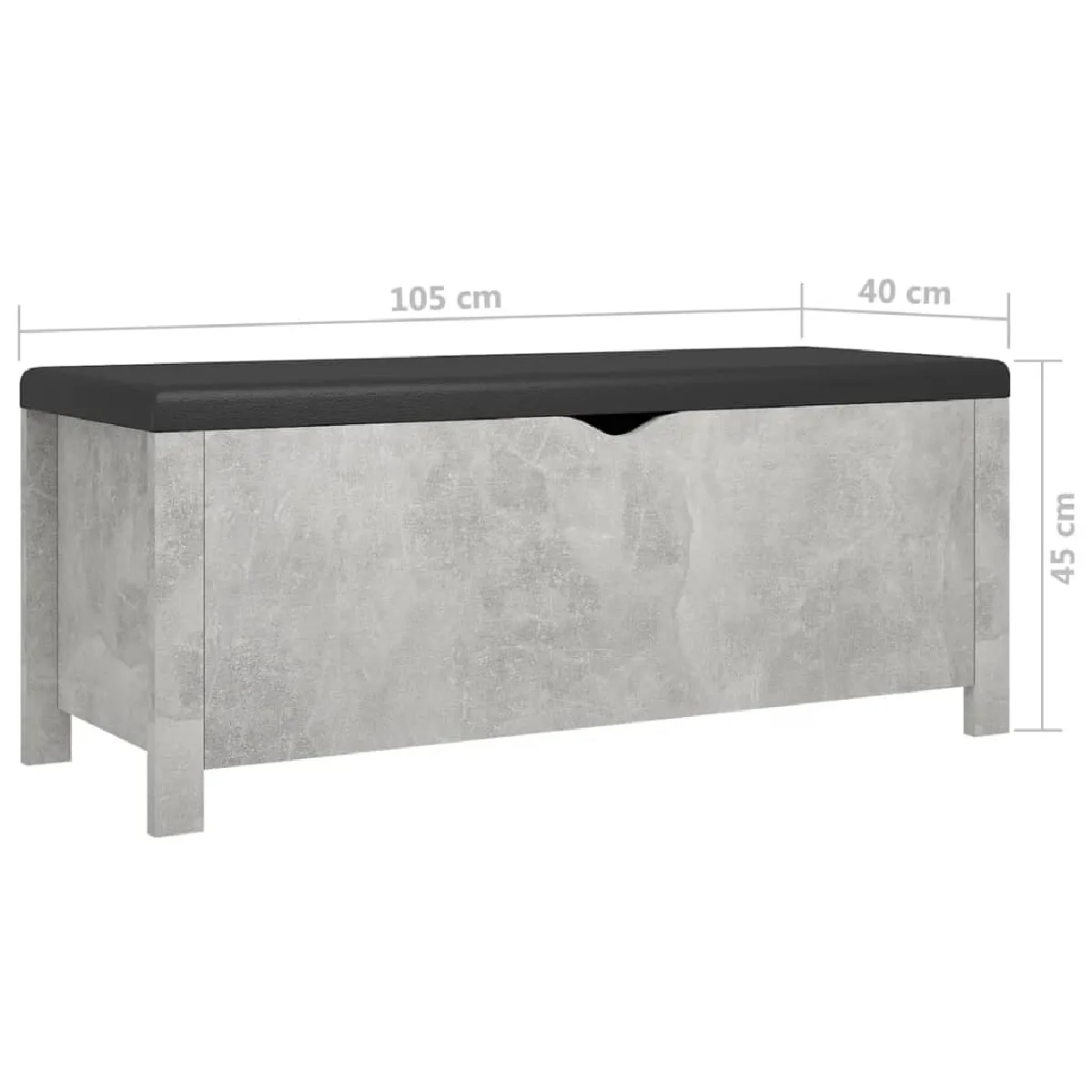 VidaXL Boîte de rangement avec coussin - Gris béton